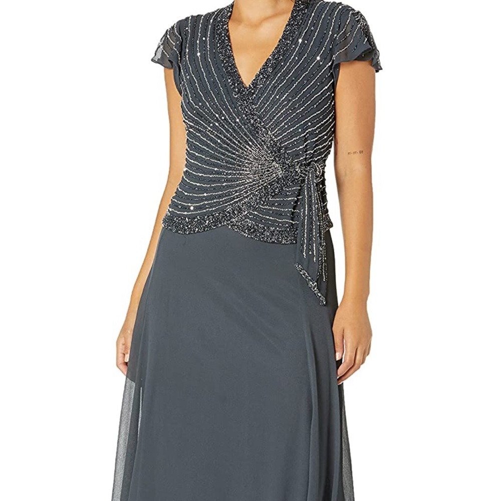 J Kara Women's Faux Wrap Embellished Dress